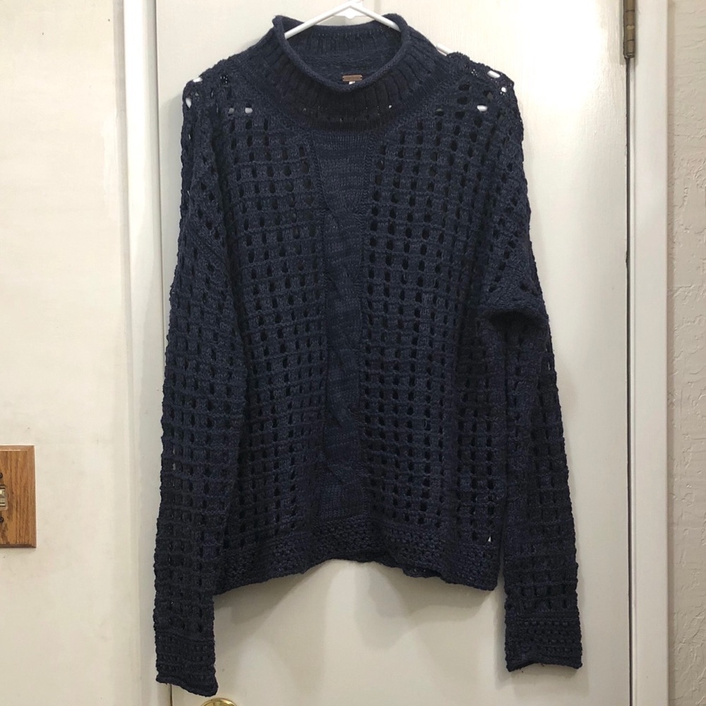 Free People Cable Knit Detail Turtleneck Sweater
